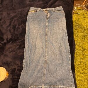 Light Wash Denim Maxi Skirt